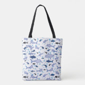 Blue Shark Silhouette Pattern Draagtas (Achterkant)