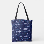 Blue Shark Silhouette Pattern Draagtas (Achterkant)