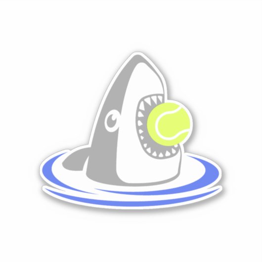 Blue Shark Tennis Ball Attack Sticker (Voorkant)