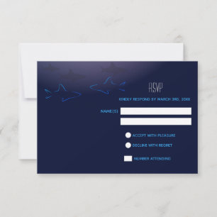 Blue Shark Wedding RSVP Response Kaart