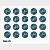 Blue Sheen Gold Love Envelope Seal Ronde Sticker (Vel)