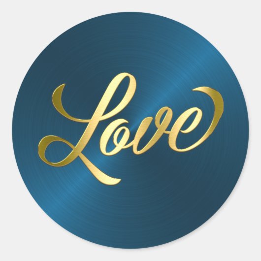 Blue Sheen Gold Love Envelope Seal Ronde Sticker (Voorkant)