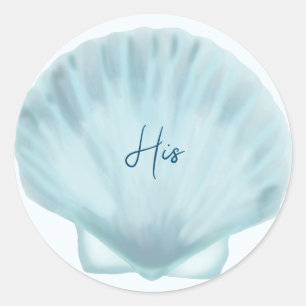 Blue Shell Beach bruiloft Ronde Sticker