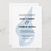 Blue Shell Invitation Kaart (Voorkant / Achterkant)