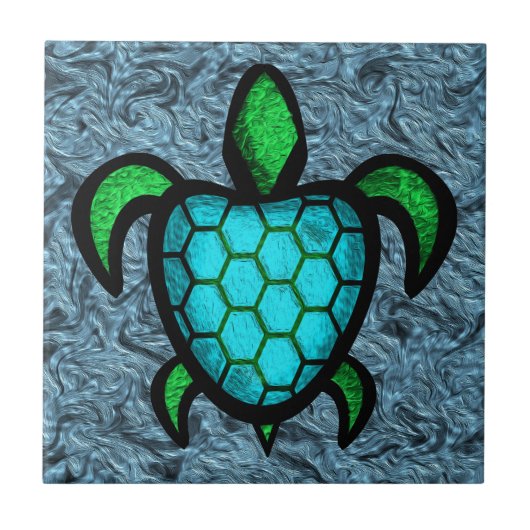 Blue Shell Turtle Tile Tegeltje (Voorkant)