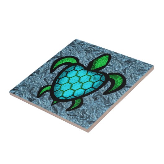 Blue Shell Turtle Tile Tegeltje (Zijkant)
