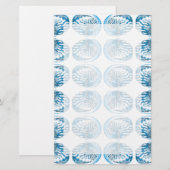 Blue Shells Pattern. Briefpapier (Voorkant / Achterkant)