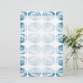 Blue Shells Pattern. Briefpapier (Staand voorkant)