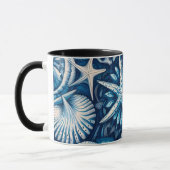 Blue Shells Starfish Sand Dollar Nautical Theme Mok (Links)