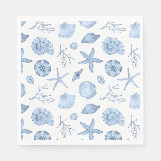 Blue Shells Waterverf Servet (Voorkant)