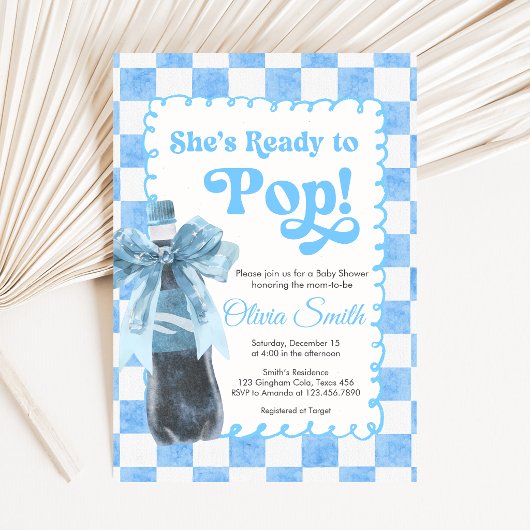 Blue She's Ready to Pop Baby Shower Invitation