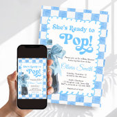 Blue She's Ready to Pop Baby Shower Invitation