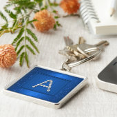 Blue Shimmer en Sparkle met monogram Sleutelhanger (Zijkant)