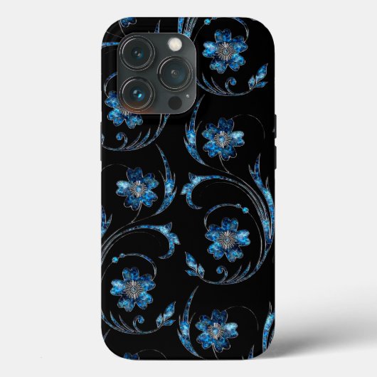 Blue Shimmer Floral 2 Case-Mate iPhone Case (Achterkant)