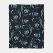 Blue Shimmer Floral 2 Fleece Deken (Voorkant)