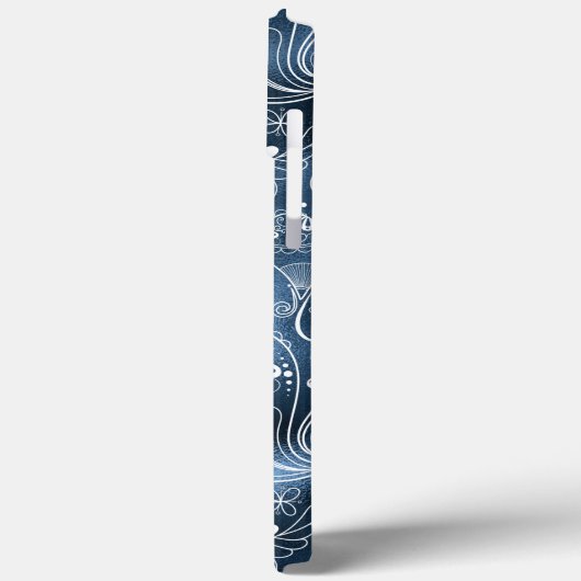 Blue Shimmer Modern Girly Paisley Personalized Case-Mate iPhone Case (Achterkant / Links)