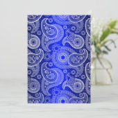 Blue Shimmer Satin & Paisley Wedding Invitation Kaart (Staand voorkant)