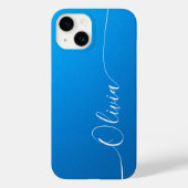 Blue Shimmer White Elegant Calligraphy Script Name Case-Mate iPhone Case (Achterkant)