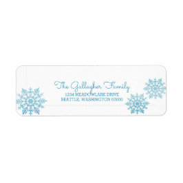 Blue Shimmering Chic Snowflake Holiday Etiket