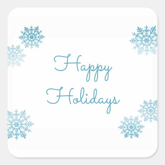 Blue Shimmering Chic Snowflake Holiday Vierkante Sticker (Voorkant)