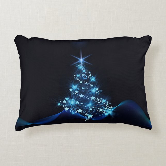 Blue Shine of Stars op de kerstboom Accent Kussen (Voorkant)