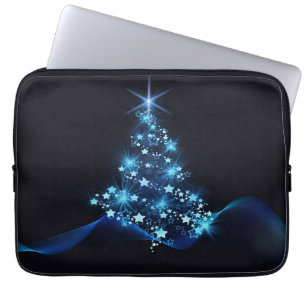Blue Shine of Stars op de kerstboom Laptop Sleeve