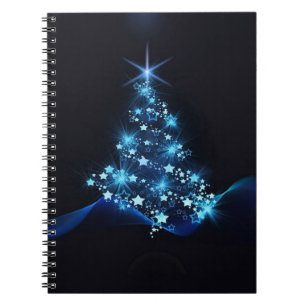Blue Shine of Stars op de kerstboom Notitieboek