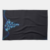 Blue Shine of Stars op de kerstboom Theedoek (Horizontaal)