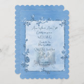 Blue Shiny Elegant Sparkly Frame Wedding Kaart (Voorkant / Achterkant)