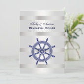 Blue Ship Wheel Silver Wht BG V Rehearsal Din Kaart (Staand voorkant)