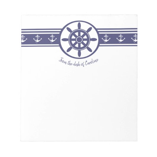 Blue Ships Wheel Personalized Notitieblok (Voorkant)