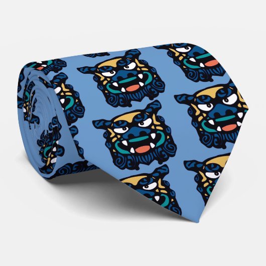 Blue Shisa Stropdas (Opgerold)