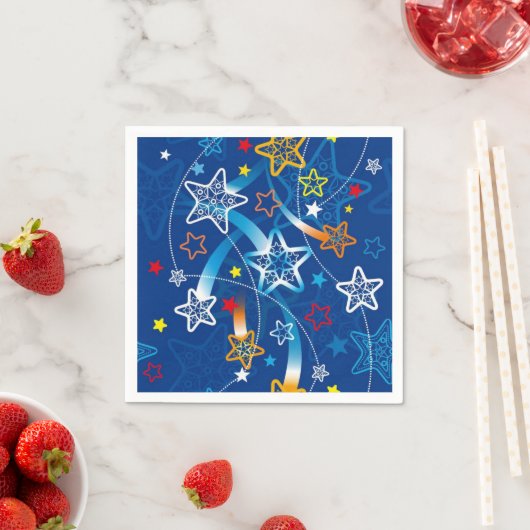 Blue Shooting Stars Pattern Napkins Servetten (Insitu)