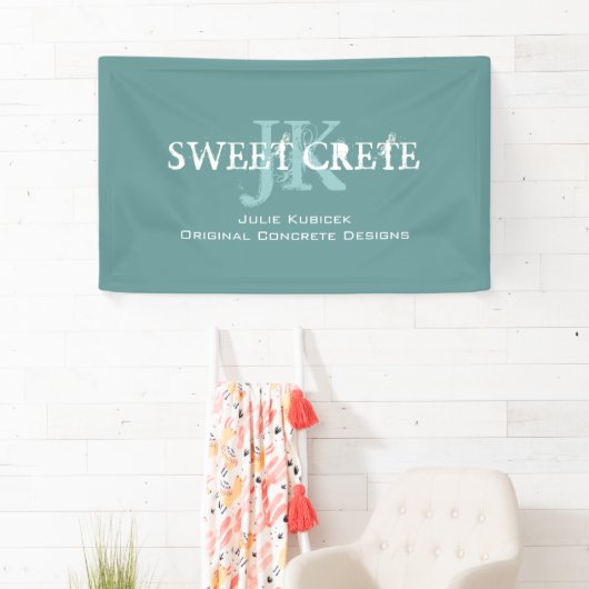 Blue  Shop Business Monogram Spandoek (Insitu)