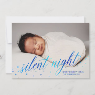 Blue Silent Night Prettige feestdagen Baby Foto Feestdagenkaart
