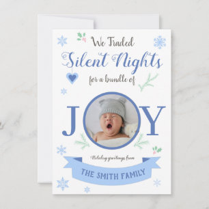 Blue Silent nights bundle of joy Feestdagenkaart