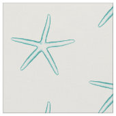 Blue Silhouette Starfish Fabric Stof (Close Up)