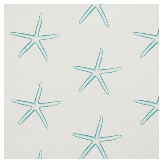 Blue Silhouette Starfish Fabric Stof (Swatch)