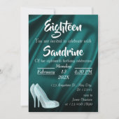 Blue Silk 18th Birthday Party Invitation Card (Devant)
