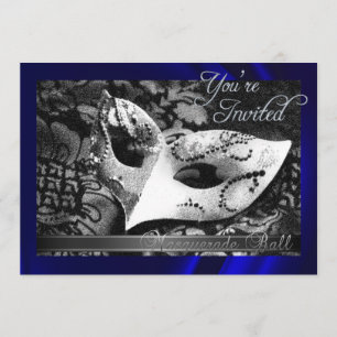  Blue Silk Masquerade Ball Invitation Kaart