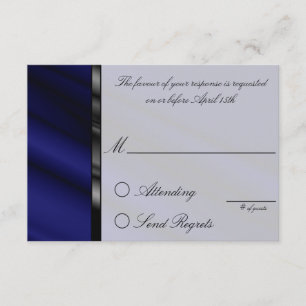Blue Silk Reply Card RSVP Kaartje