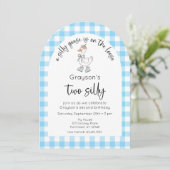 Blue Silly Goose 2e anniversaire Invitation photo (Debout devant)
