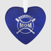 Blue Silver Baseball mama Ornament (voorkant)