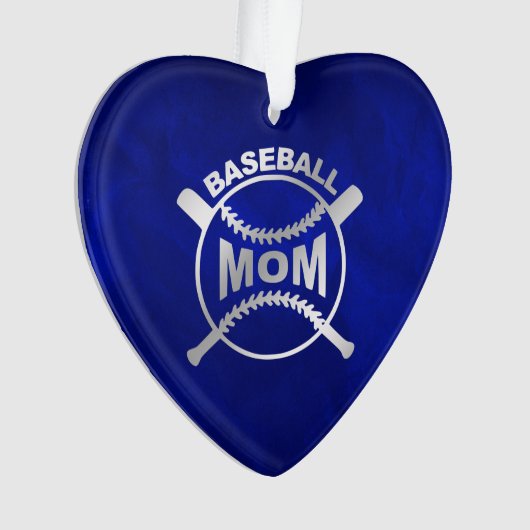 Blue Silver Baseball mama Ornament (voorkant)