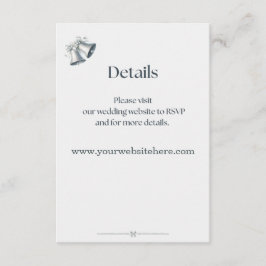 Blue Silver Bells Wedding Website Details Card Informatiekaartje