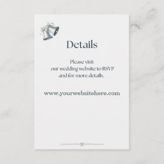 Blue Silver Bells Wedding Website Details Card Informatiekaartje