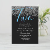 Blue Silver Black Boys 2e anniversaire Invitation (Debout devant)