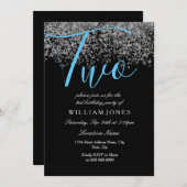 Blue Silver Black Boys 2e anniversaire Invitation (Devant / Derrière)