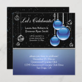 Blue Silver Black kerstposthuwelijk Kaart (Voorkant / Achterkant)