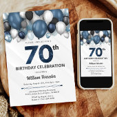 Blue Silver Black & White Invitation 70e anniversa